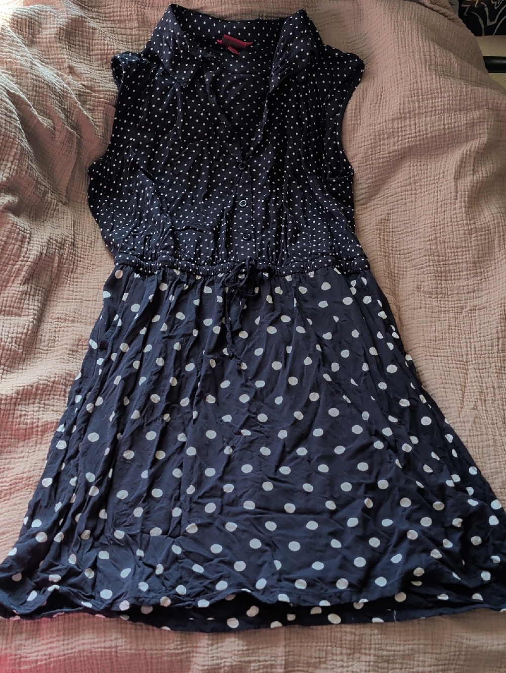 Merona Navy Dress with White Polka Dots